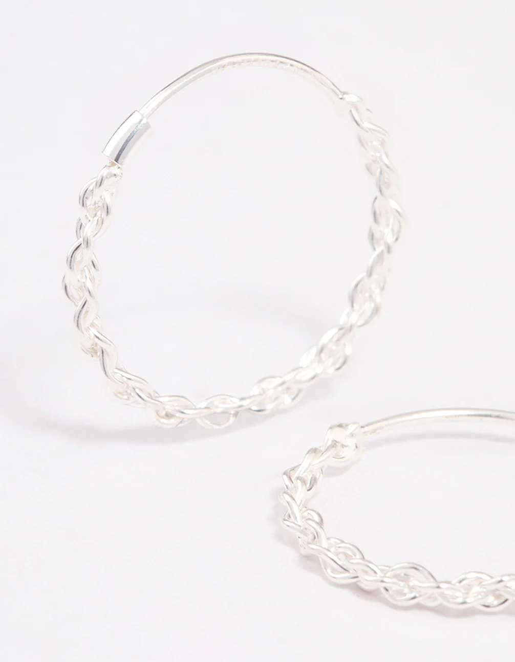 Sterling Silver Chain Hoop Earrings - Image 2