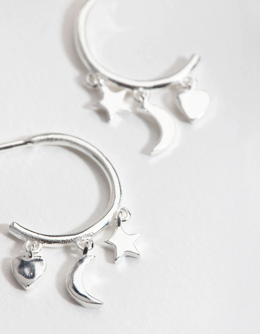 Sterling Silver Celestial Open Hoop Earrings - Image 2