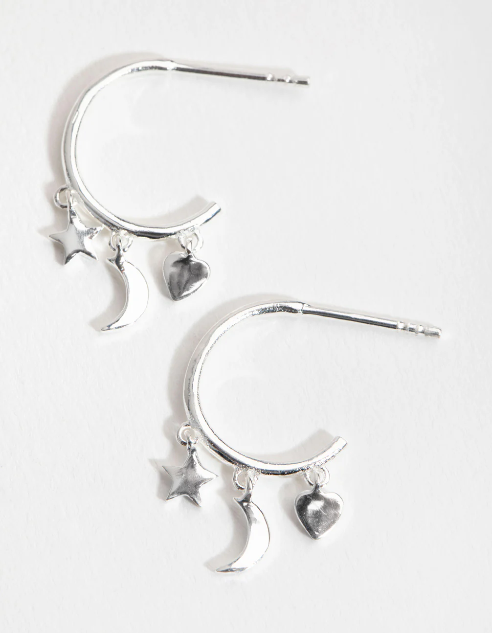 Sterling Silver Celestial Open Hoop Earrings - Image 3