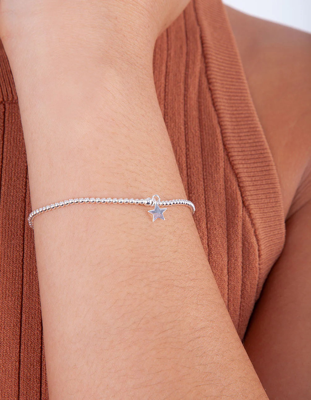 Sterling Silver Star Pendant Stretch Bracelet - Image 4