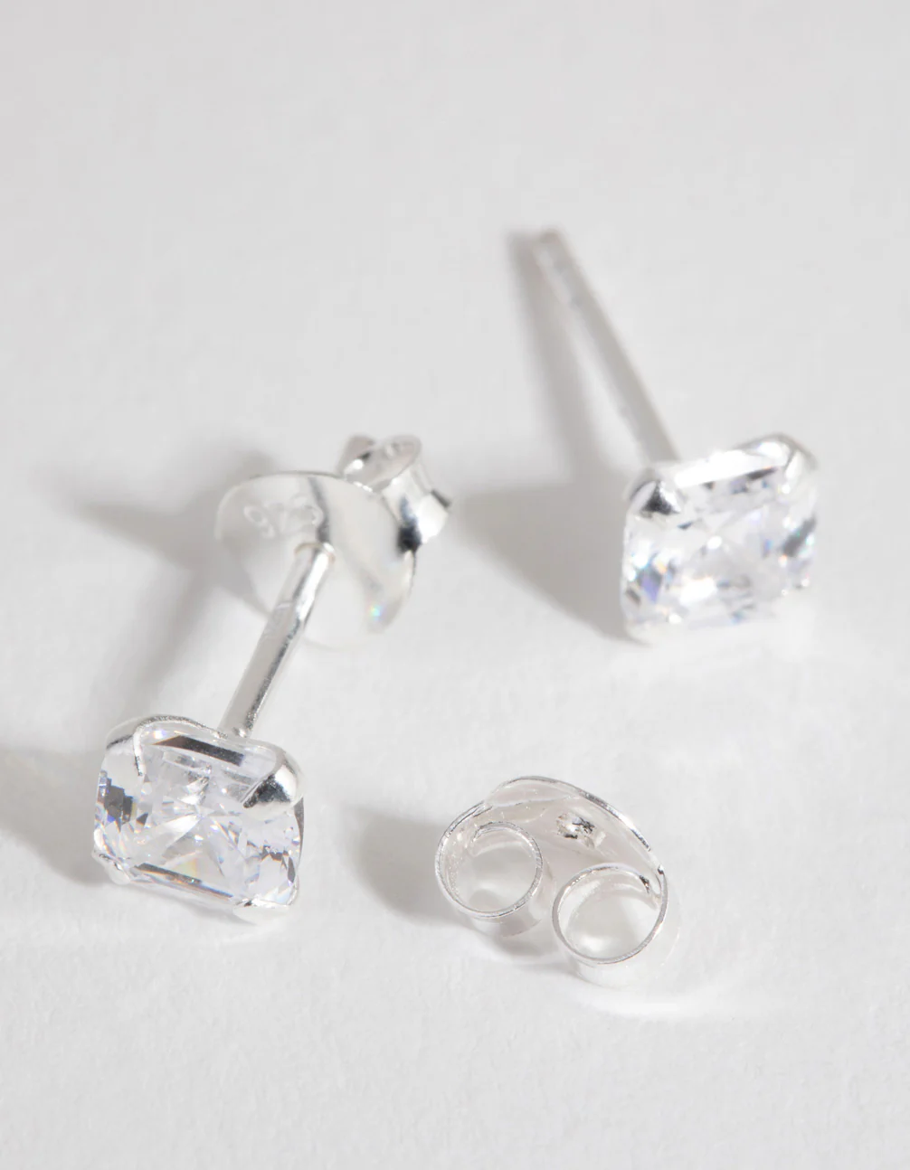 Sterling Silver Cubic Zirconia 3/4 Carat Asscher Stud Earrings - Image 3