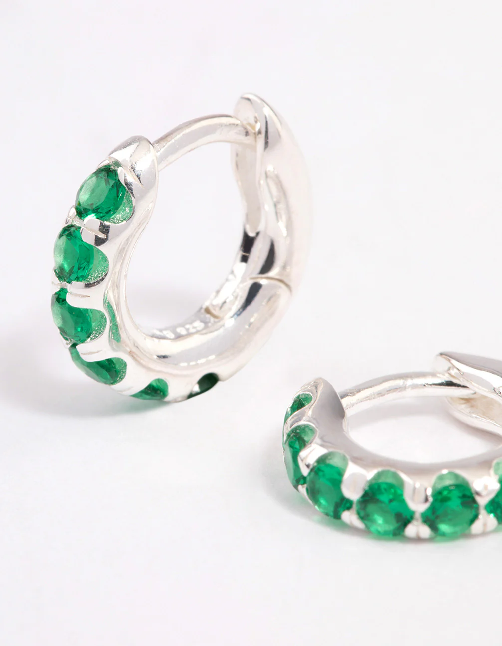Sterling Silver Cubic Zirconia Basic Huggie Earrings - Image 2