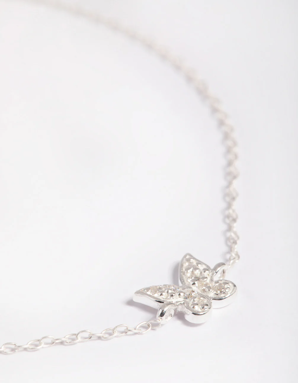 Sterling Silver Cubic Zirconia Butterfly Chain Bracelet - Image 3