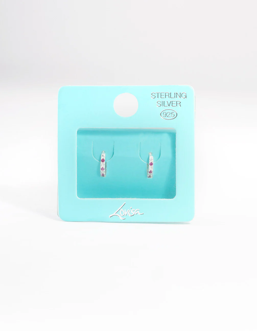 Sterling Silver Cubic Zirconia Check Huggie Earrings - Image 3