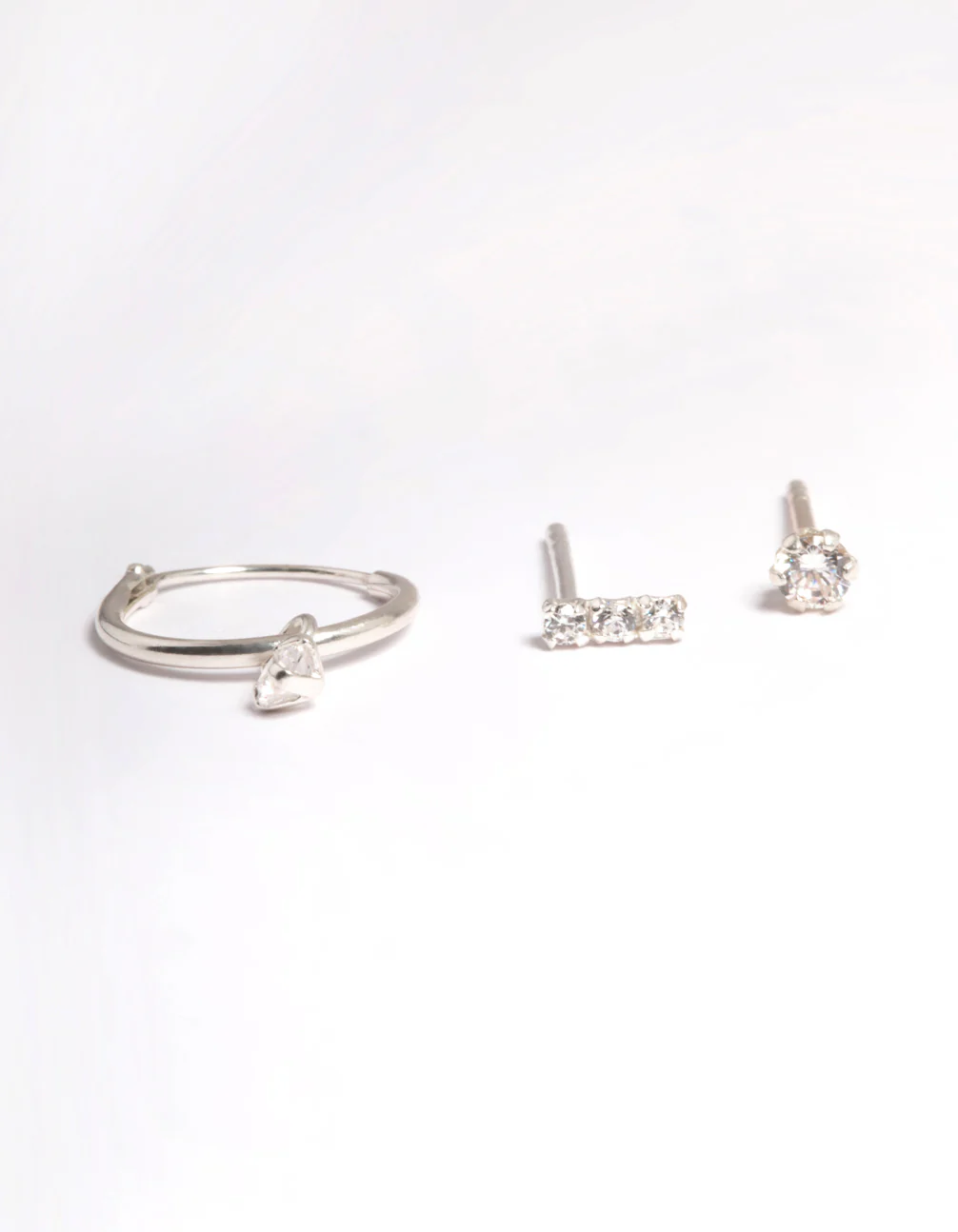 Sterling Silver Cubic Zirconia Dangle Curve Earrings Pack - Image 3