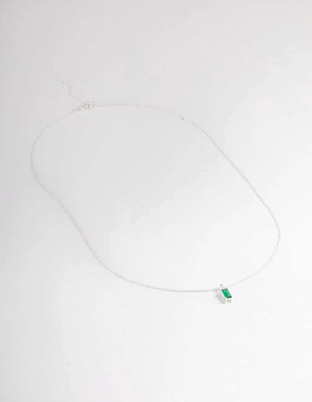 Sterling Silver Cubic Zirconia Emerald Cut Pendant Necklace - Image 2