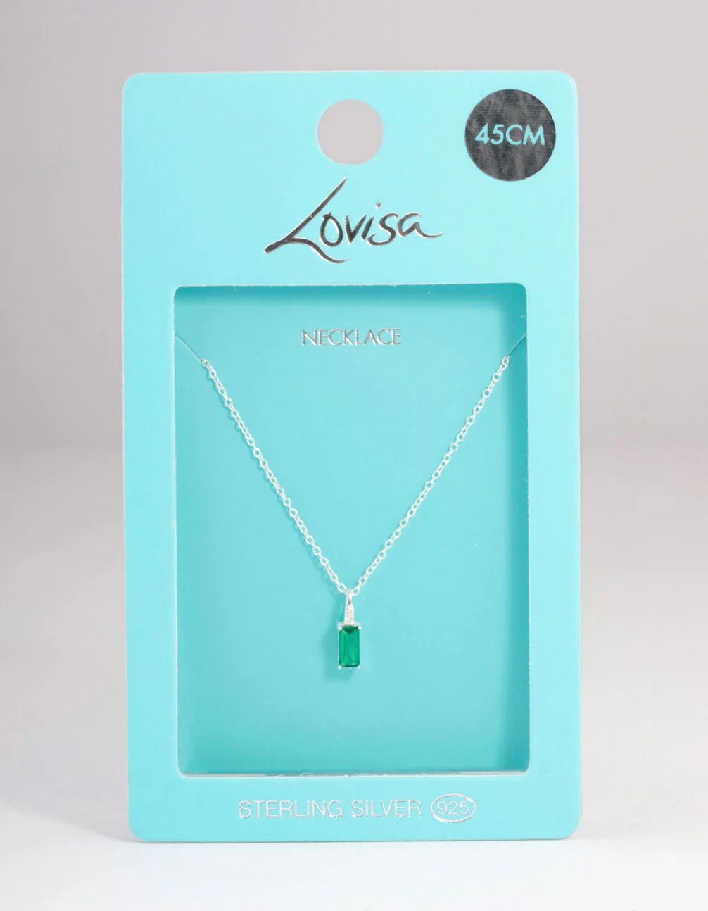 Sterling Silver Cubic Zirconia Emerald Cut Pendant Necklace - Image 3