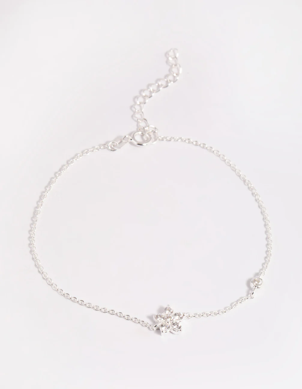 Sterling Silver Cubic Zirconia Flower Bracelet - Image 2