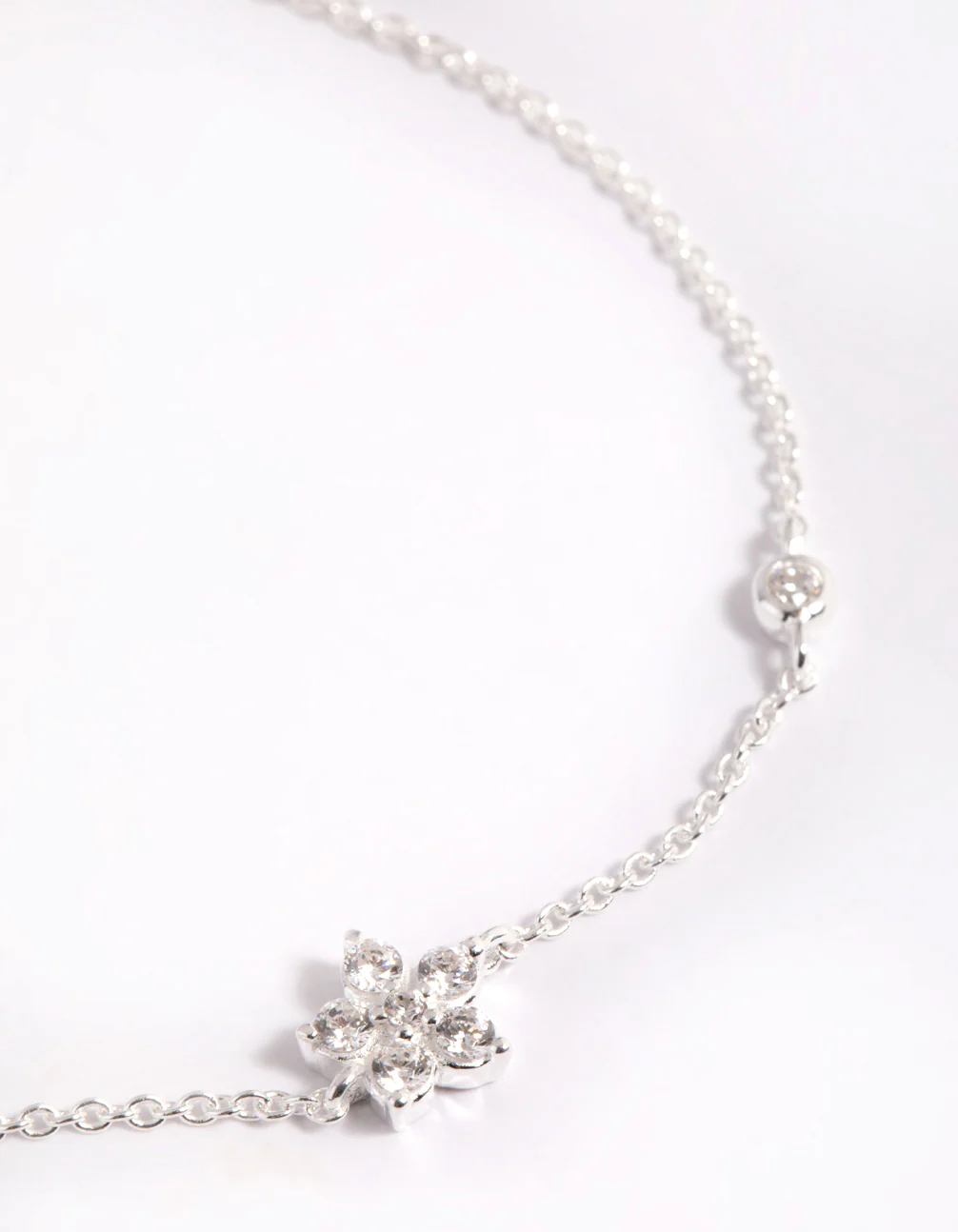 Sterling Silver Cubic Zirconia Flower Bracelet - Image 3