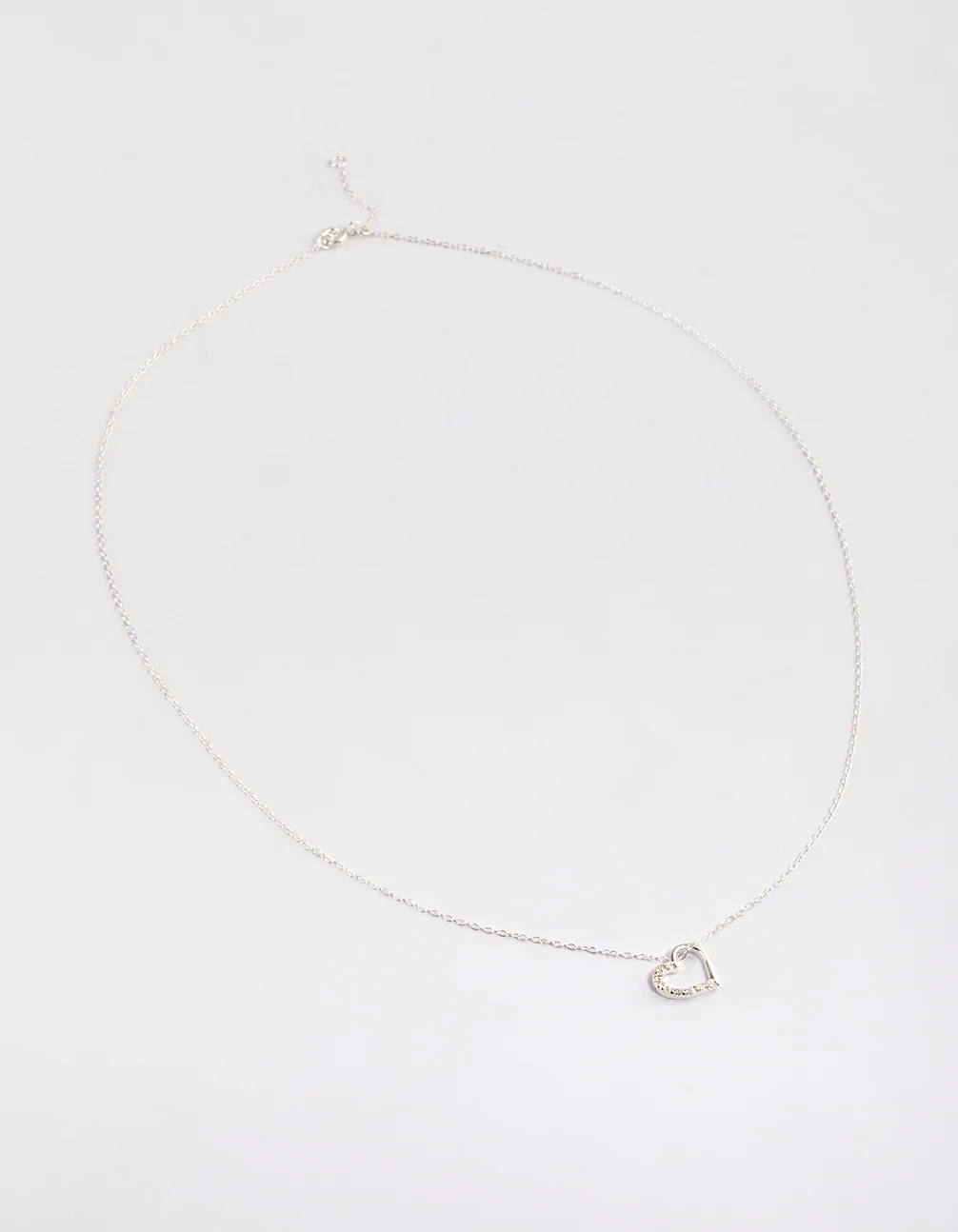 Sterling Silver Cubic Zirconia Pave Heart Necklace - Image 2