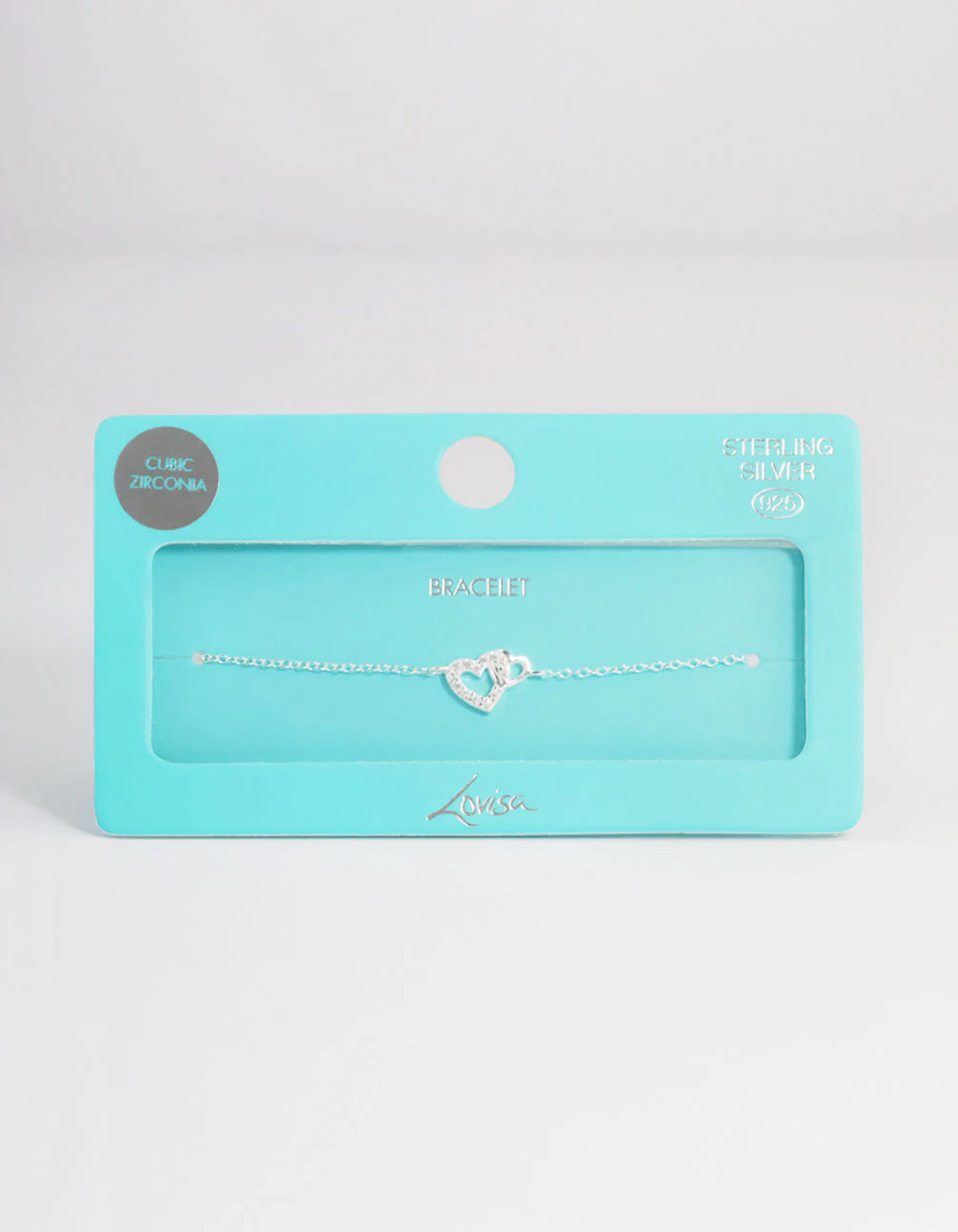 Sterling Silver Cubic Zirconia Heart Link Bracelet - Image 3