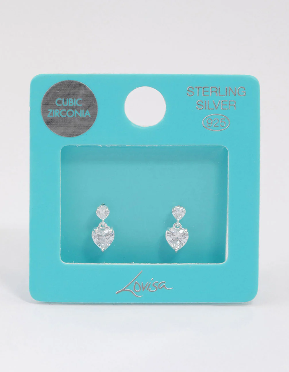 Sterling Silver Cubic Zirconia Heart Stud & Drop Earrings - Image 3