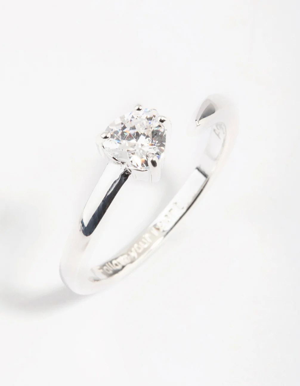 Sterling Silver Cubic Zirconia Heart Wrap Ring - Image 3