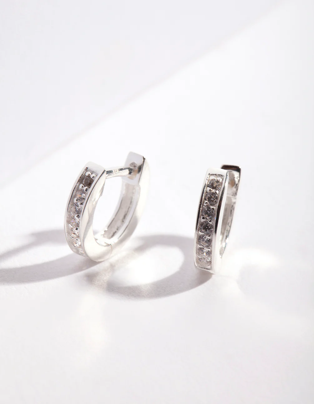 Sterling Silver Cubic Zirconia Huggie Earrings - Image 4