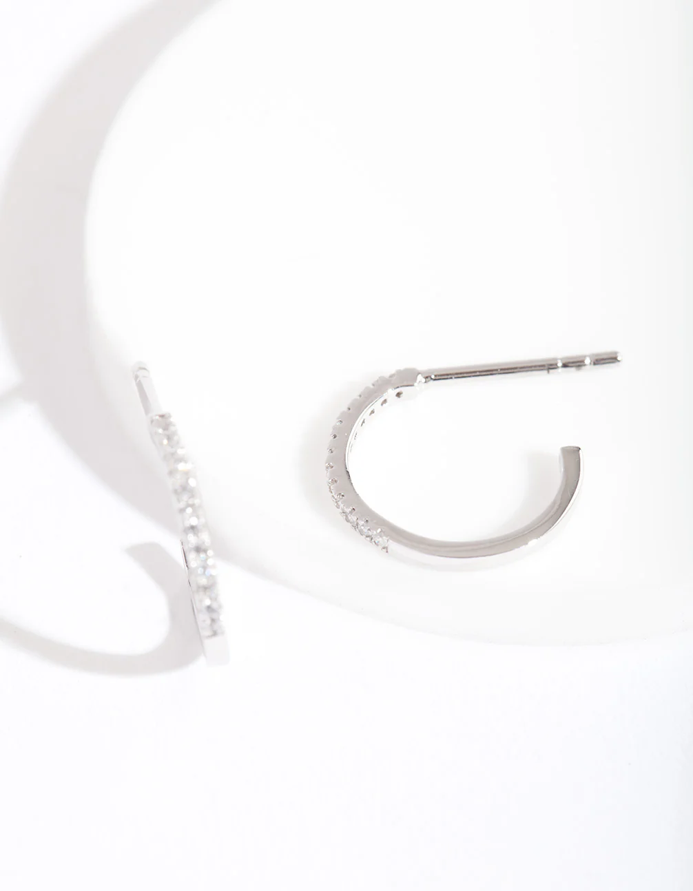 Silver Cubic Zirconia Open Hoop Earrings - Image 2