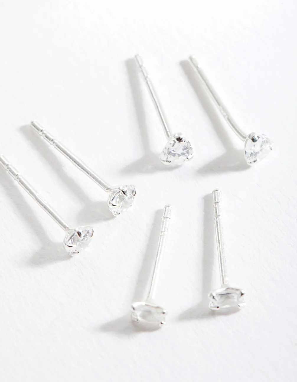 Sterling Silver Mini Cubic Zirconia Stud Earring Pack - Image 2
