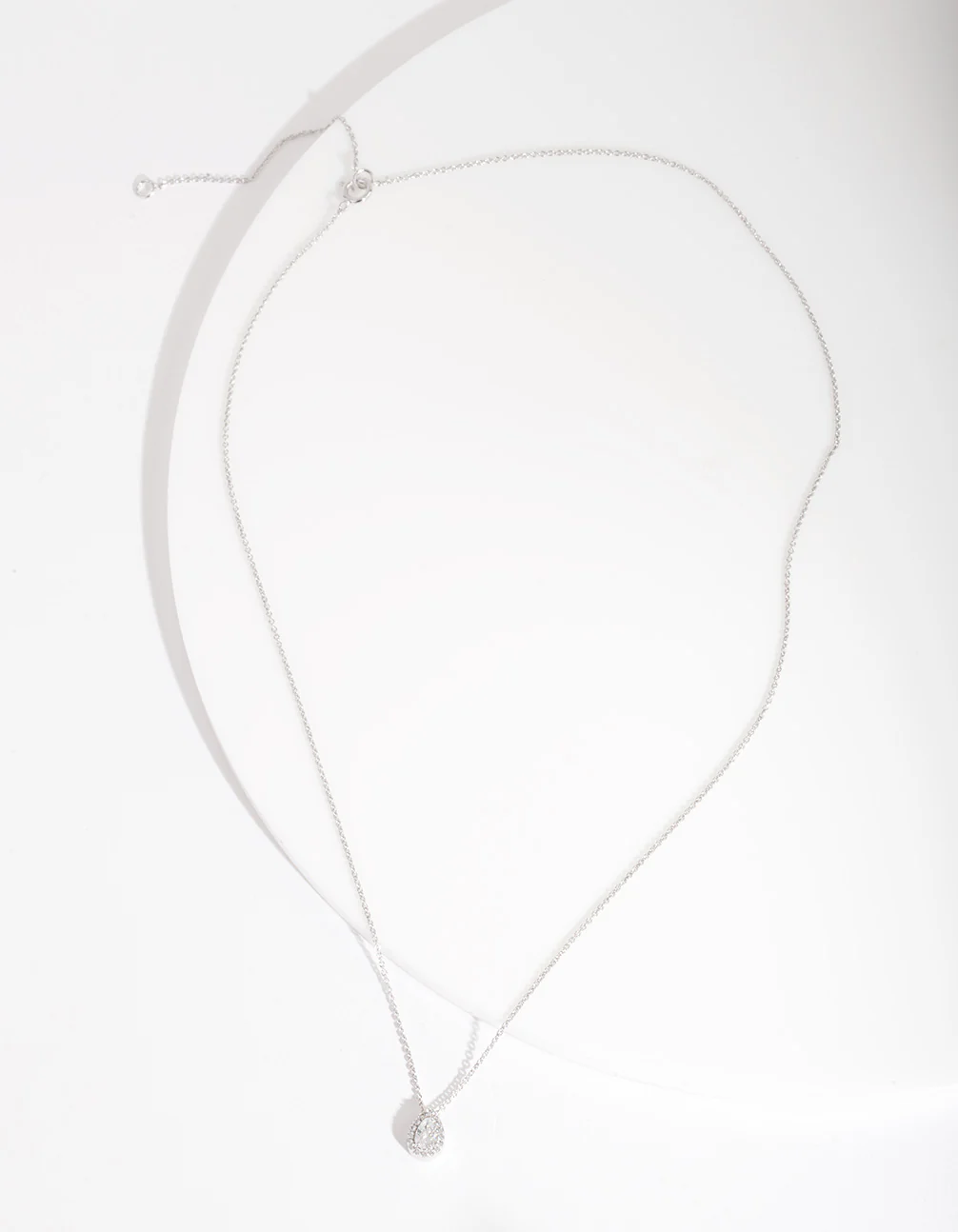 Sterling Silver Cubic Zirconia Pear Halo Necklace - Image 4