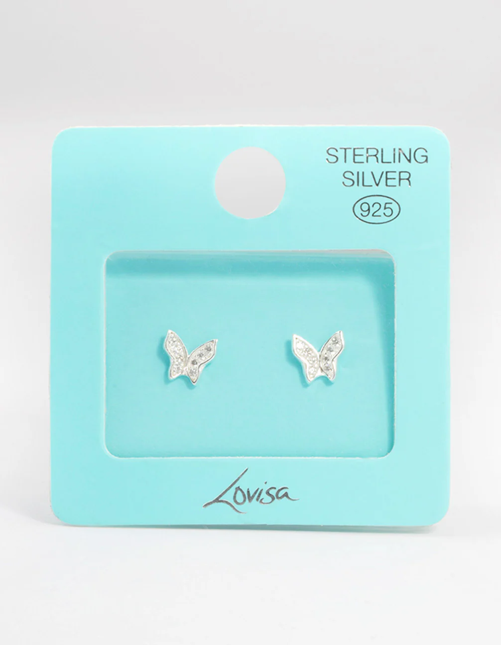 Sterling Silver Cubic Zirconia Pave Butterfly Stud Earrings - Image 3