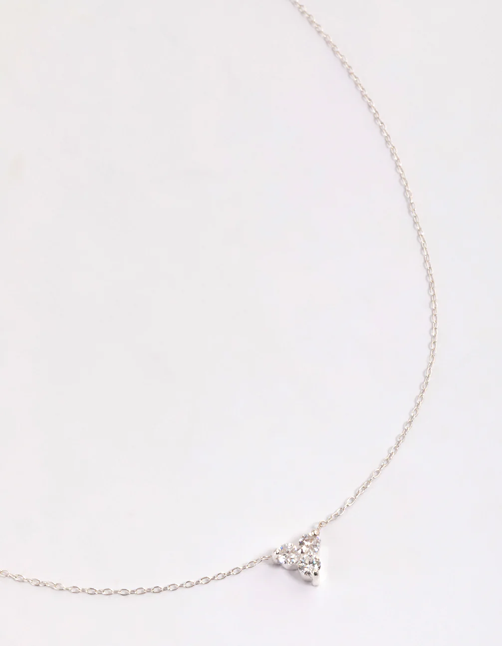 Sterling Silver Cubic Zirconia Round Trio Collar Necklace