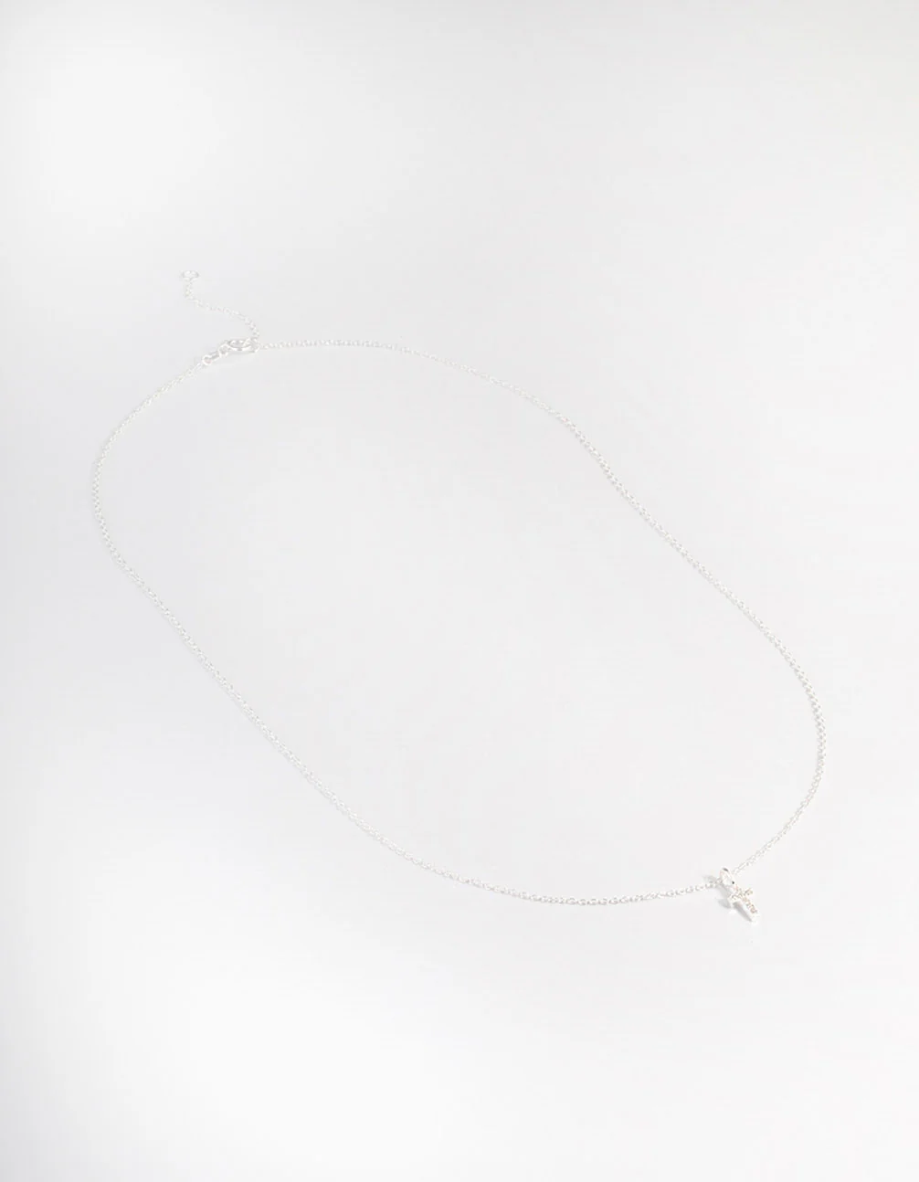 Sterling Silver Cubic Zirconia Small Cross Necklace - Image 2