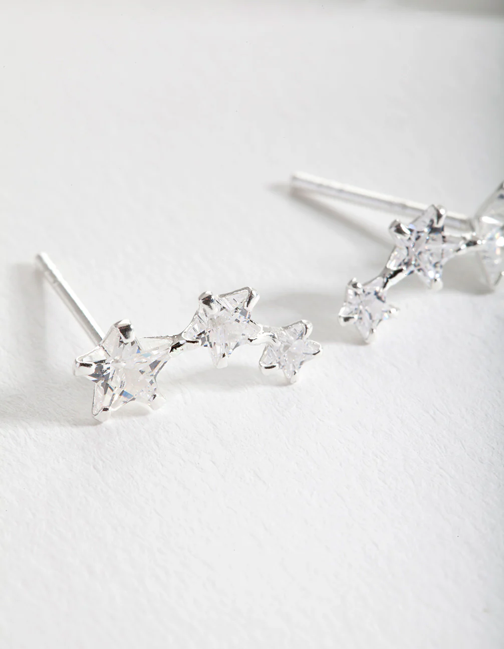 Sterling Silver Cubic Zirconia Star Crawler Earrings - Image 2
