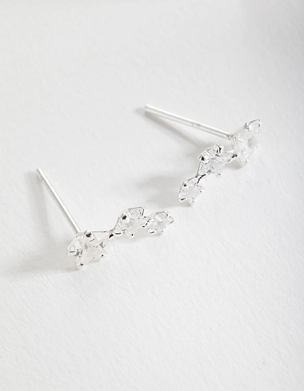 Sterling Silver Cubic Zirconia Star Crawler Earrings - Image 3