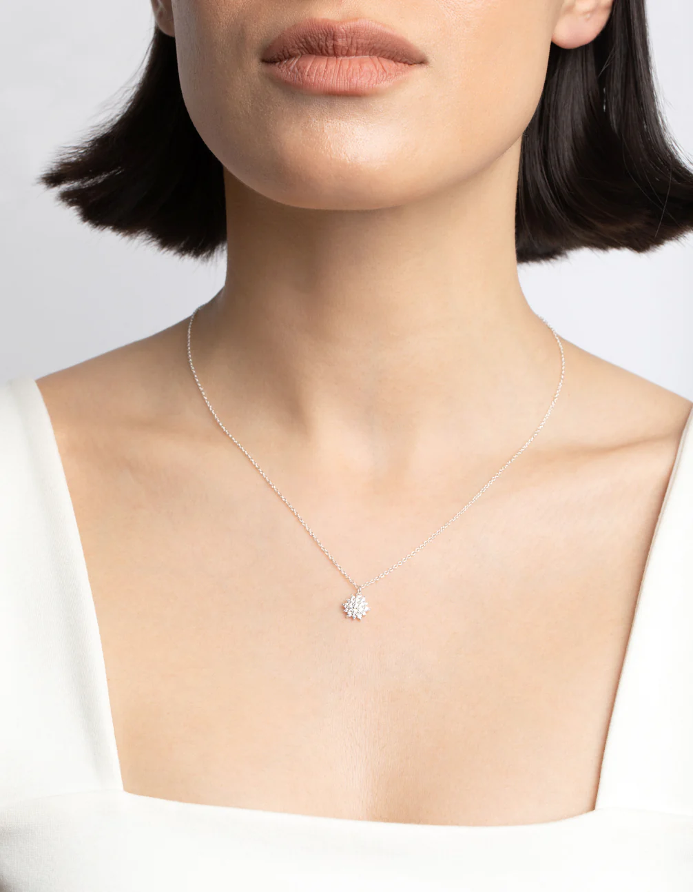Sterling Silver Cubic Zirconia Sun Necklace - Image 2