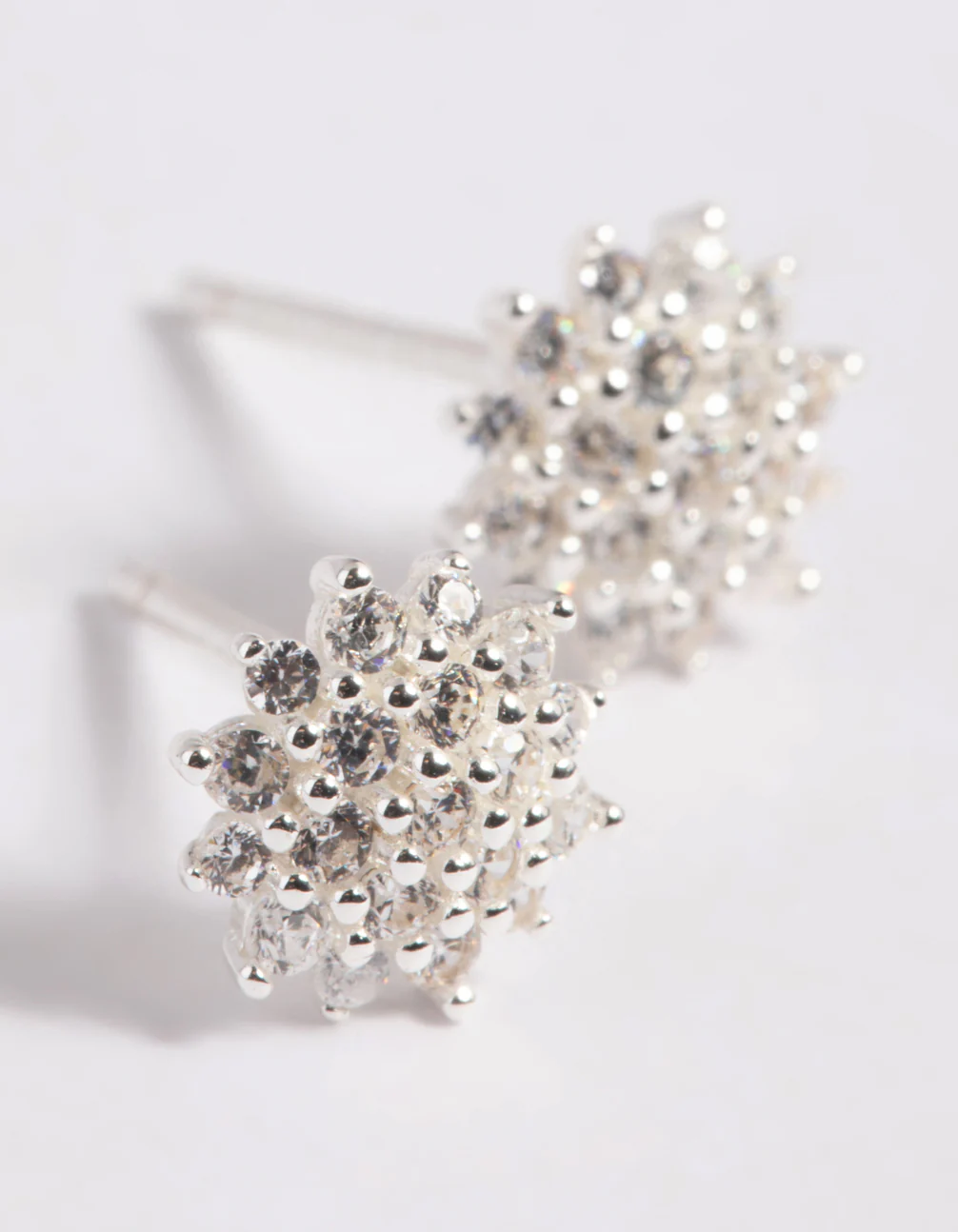 Sterling Silver Cubic Zirconia Sun Stud Earrings - Image 3
