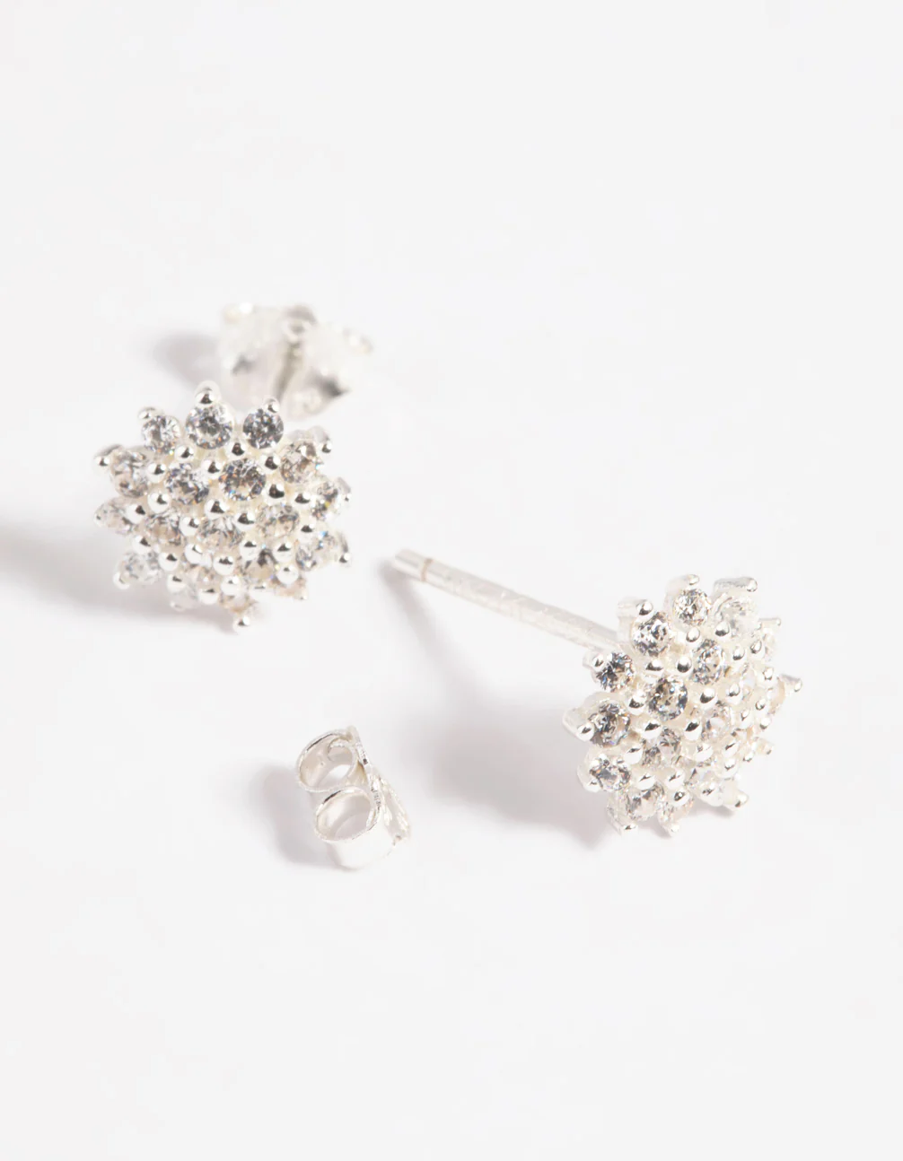 Sterling Silver Cubic Zirconia Sun Stud Earrings - Image 4