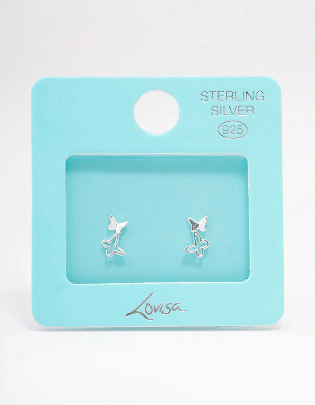 Sterling Silver Double Open Butterfly Stud Earrings - Image 3