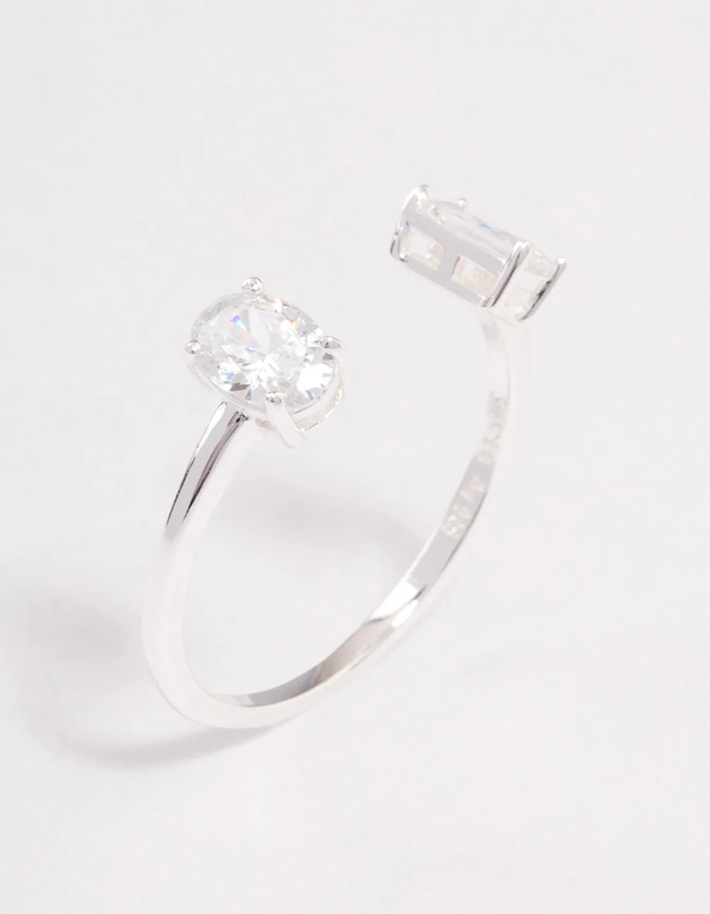 Sterling Silver Double Statement Cubic Zirconia Ring - Image 2