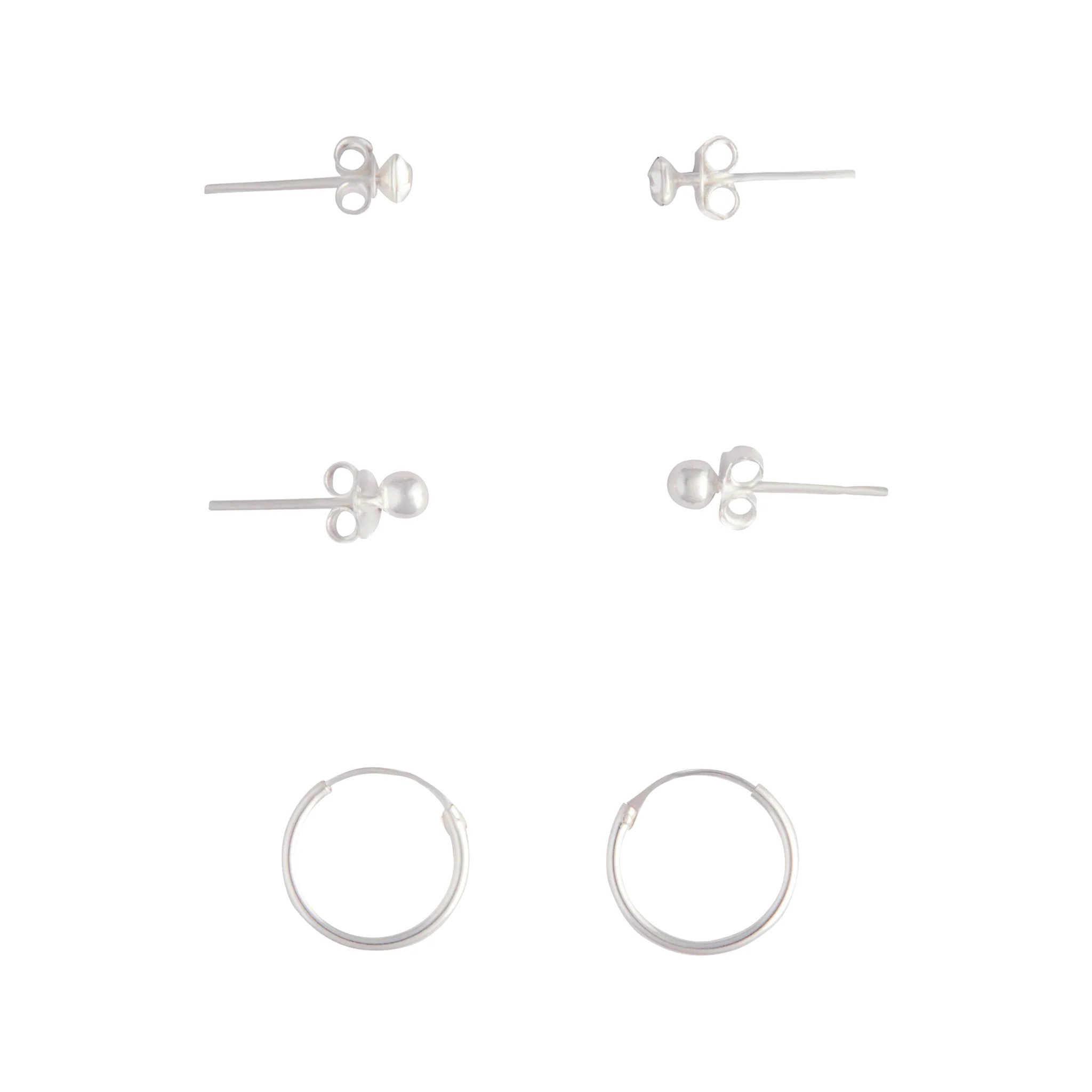 Sterling Silver Stud Diamante & Hoop Pack - Image 2