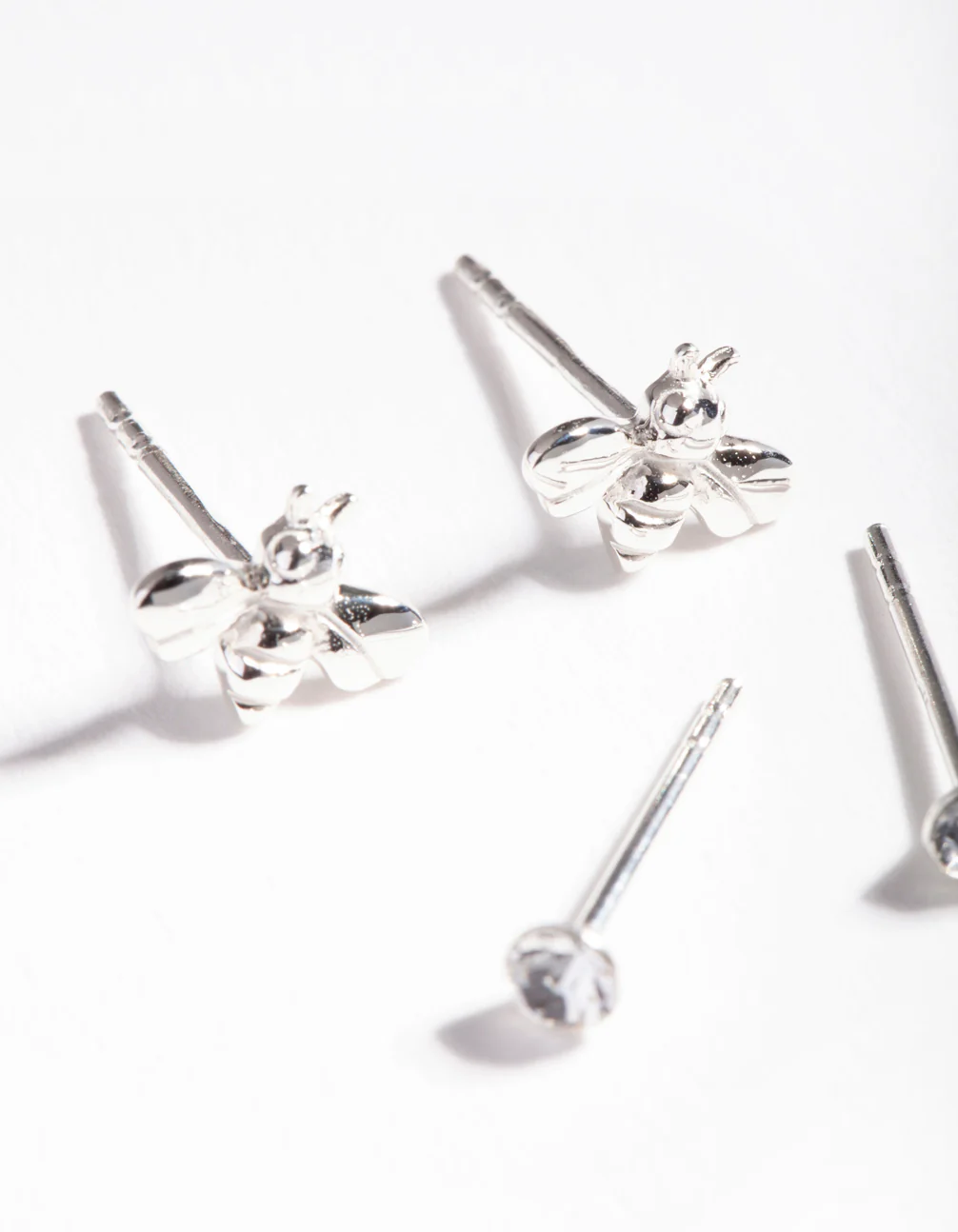 Sterling Silver Diamante Bee Stud Earring Pack - Image 2