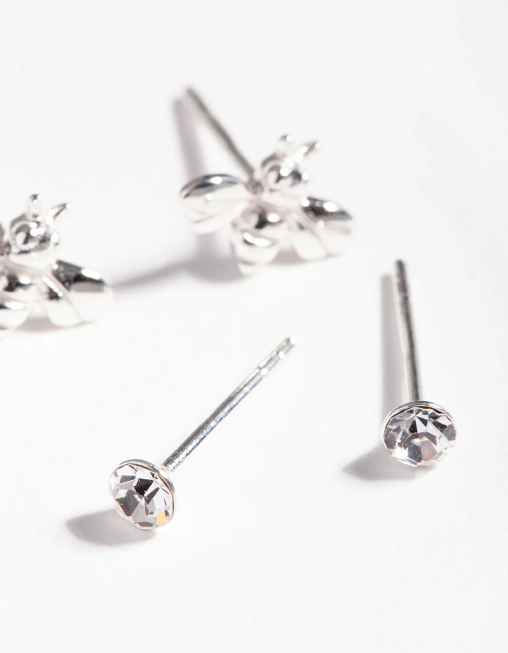 Sterling Silver Diamante Bee Stud Earring Pack - Image 3