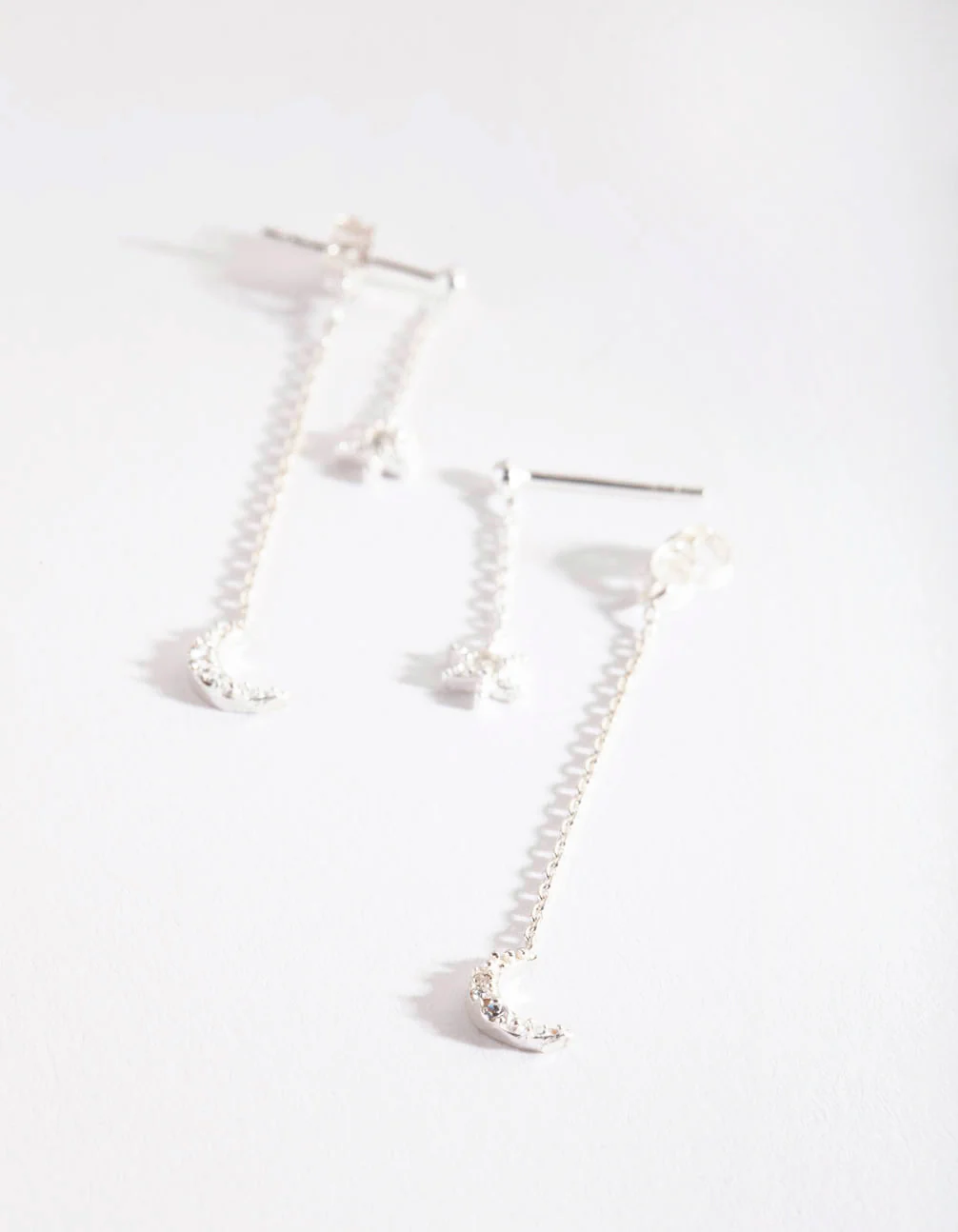 Sterling Silver Diamante Drop Earrings - Image 2