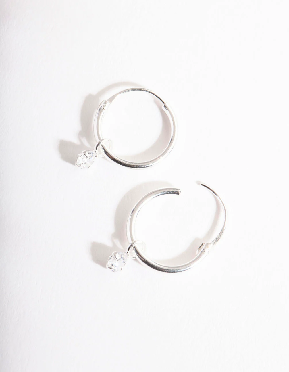 Sterling Silver Diamante Dangle Hoop Earrings - Image 4