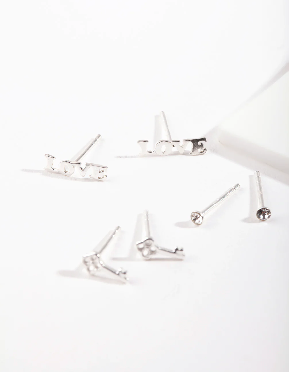 Sterling Silver Love Stud Earring Pack - Image 2