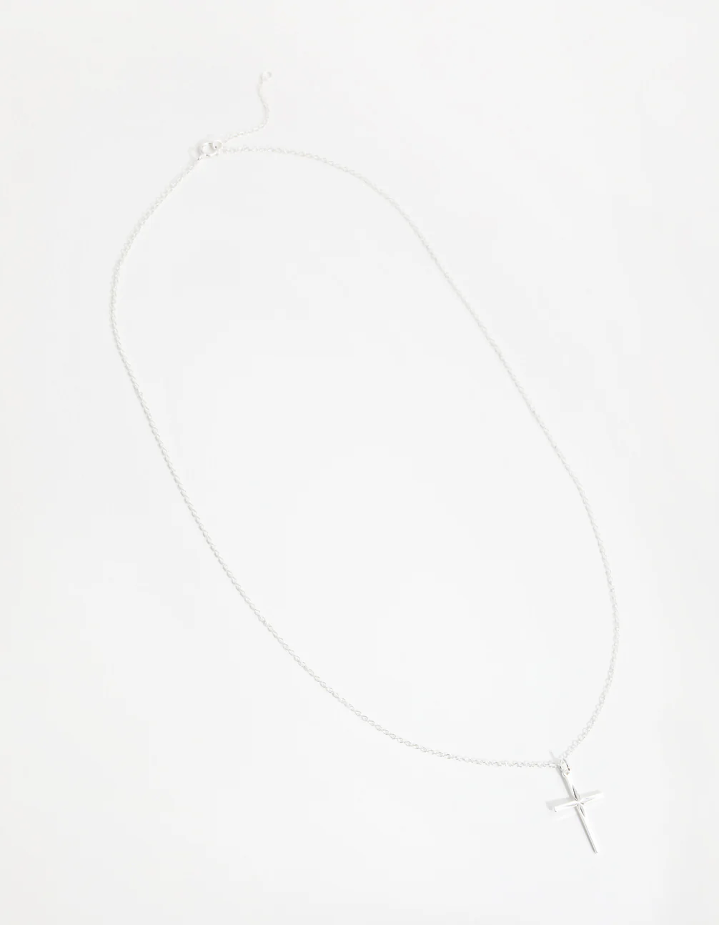 Sterling Silver Diamond Cut Cross Necklace - Image 3