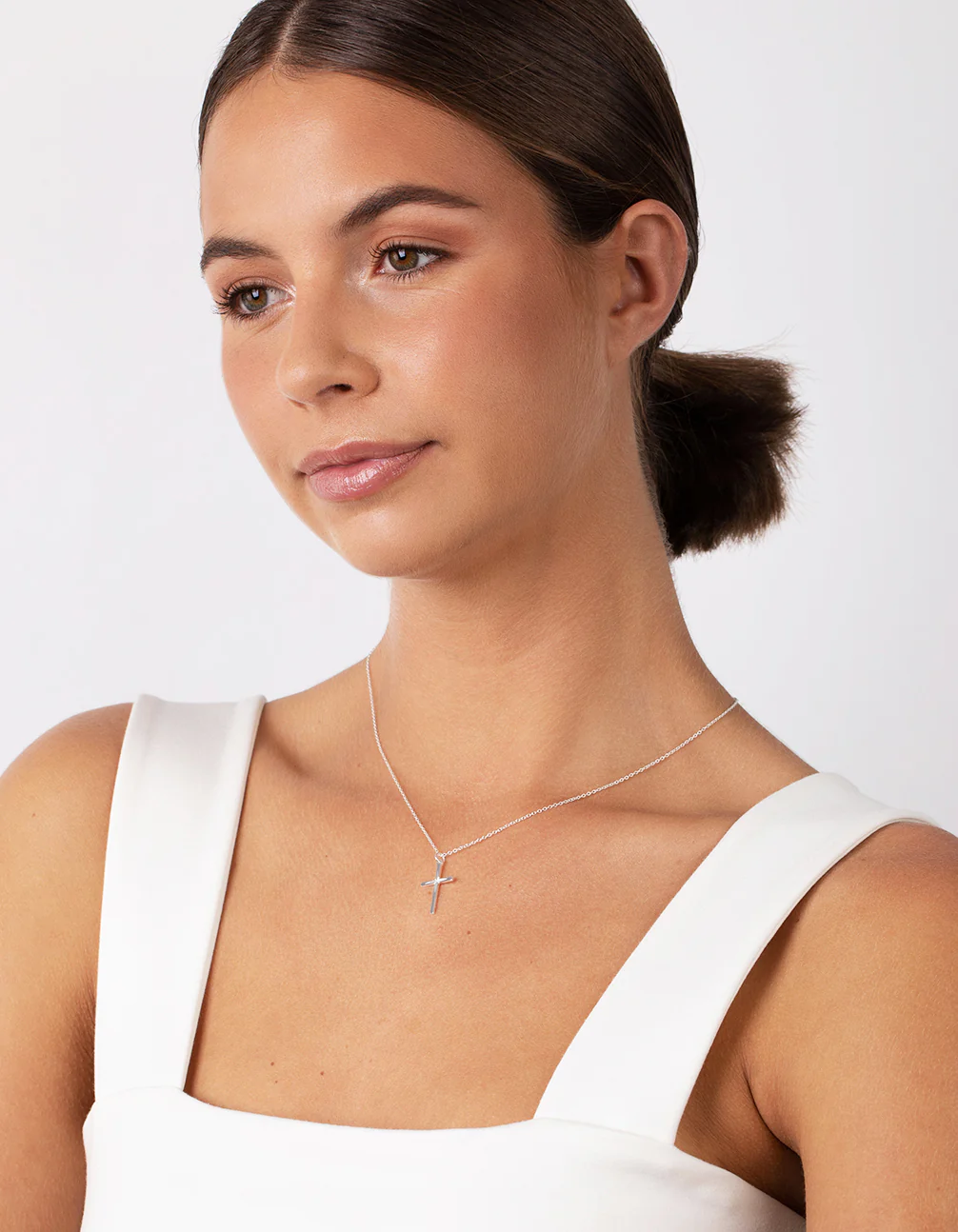 Sterling Silver Diamond Cut Cross Necklace - Image 5