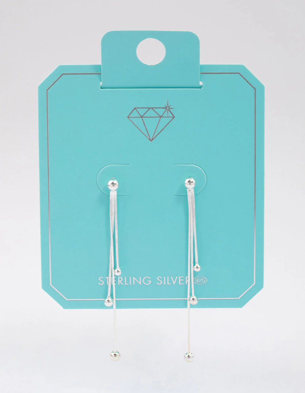 Sterling Silver Dangle Chain Ball Drop Earrings - Image 3