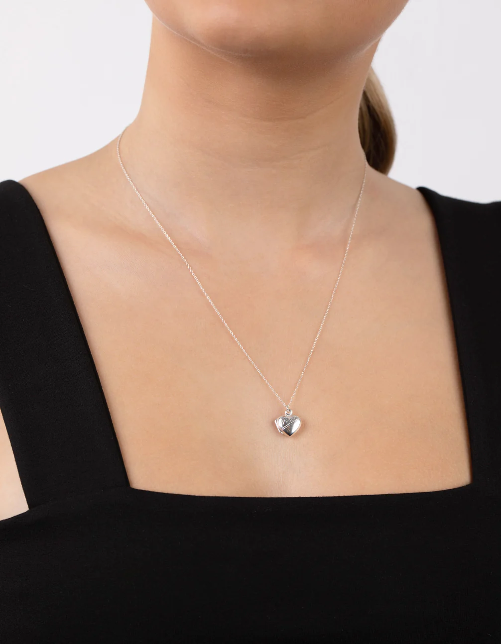 Sterling Silver Heart Locket Pendant Necklace - Image 2