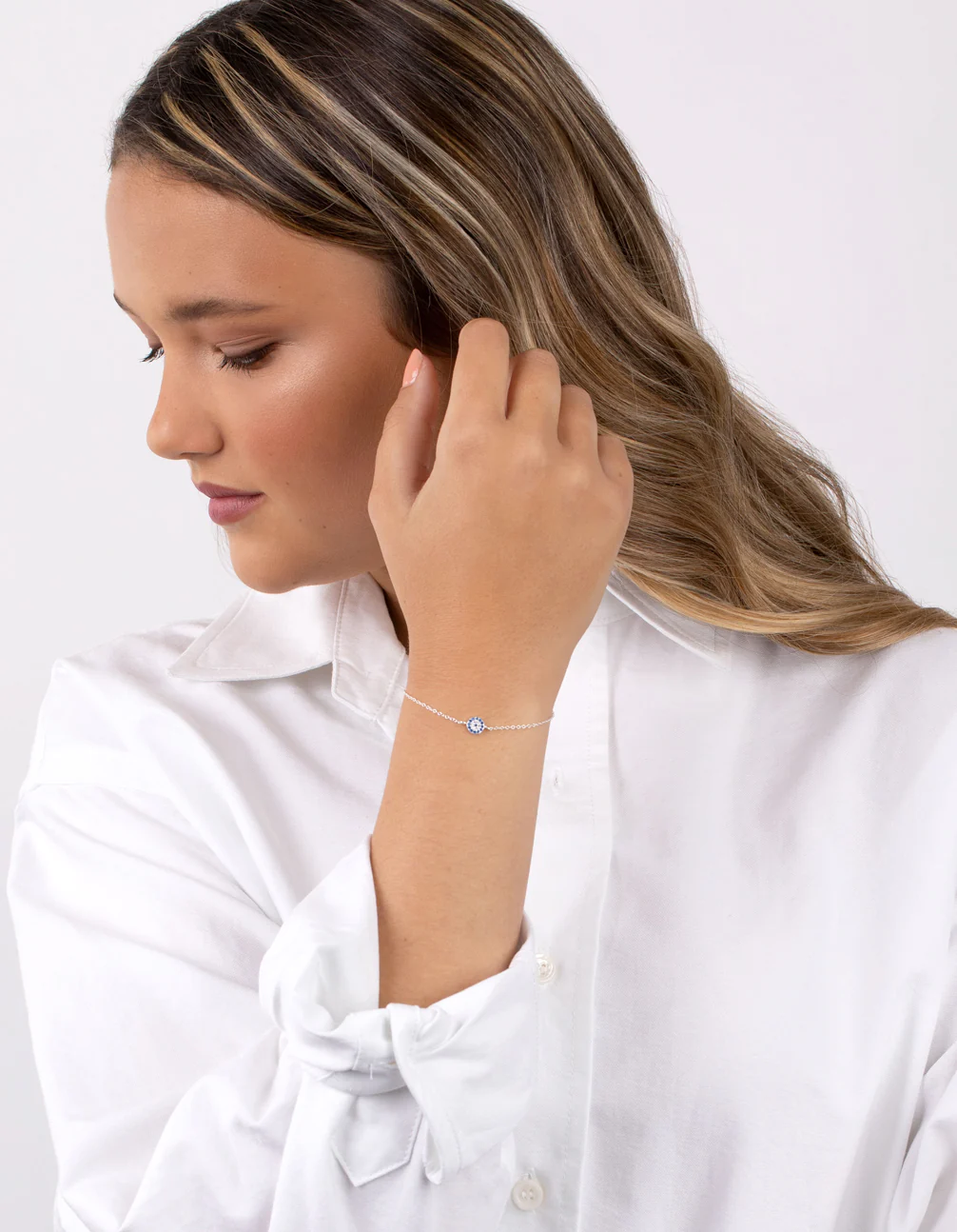 Sterling Silver Evil Eye Disc Bracelet - Image 4