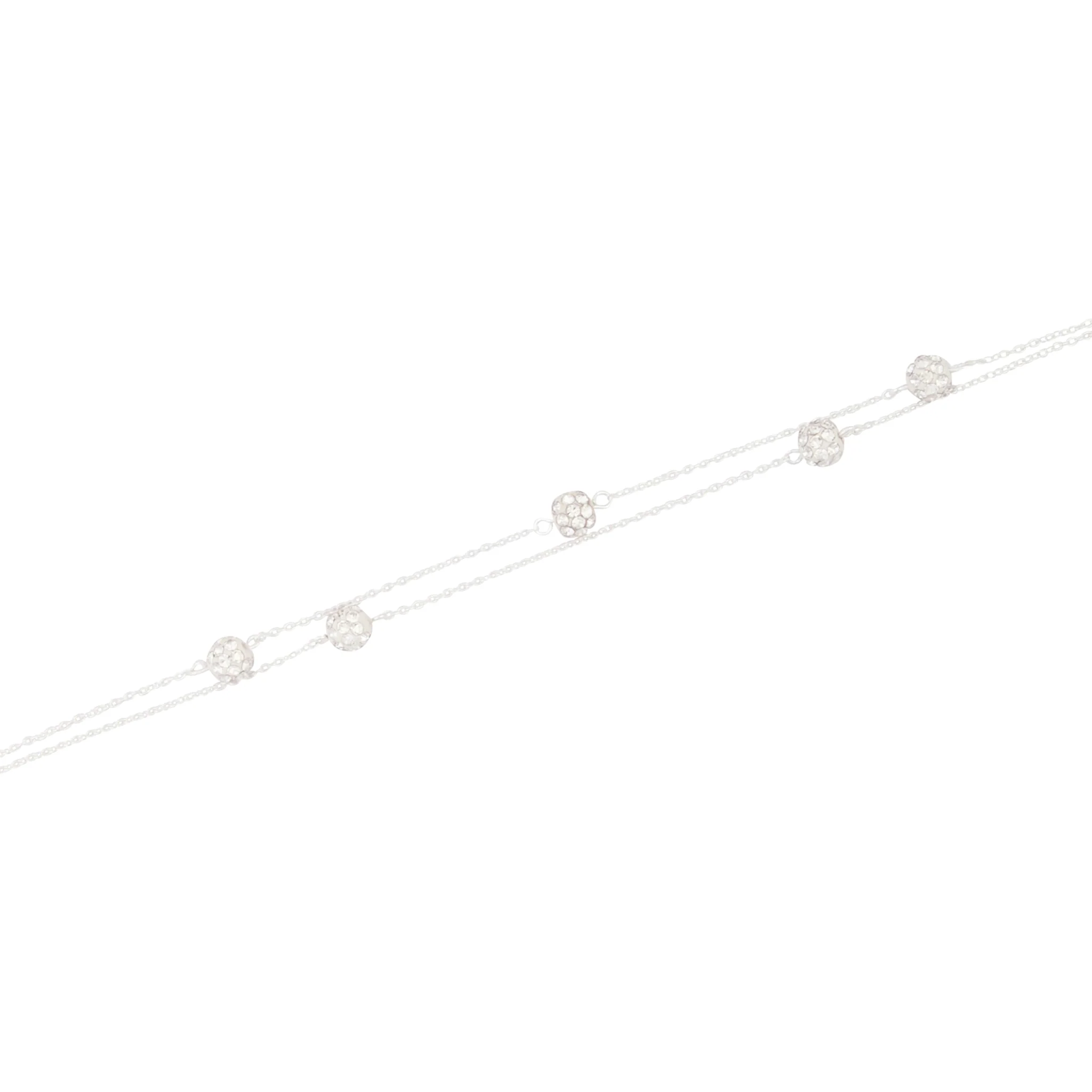 Sterling Silver Double Strand Diamante Bead Bracelet - Image 2