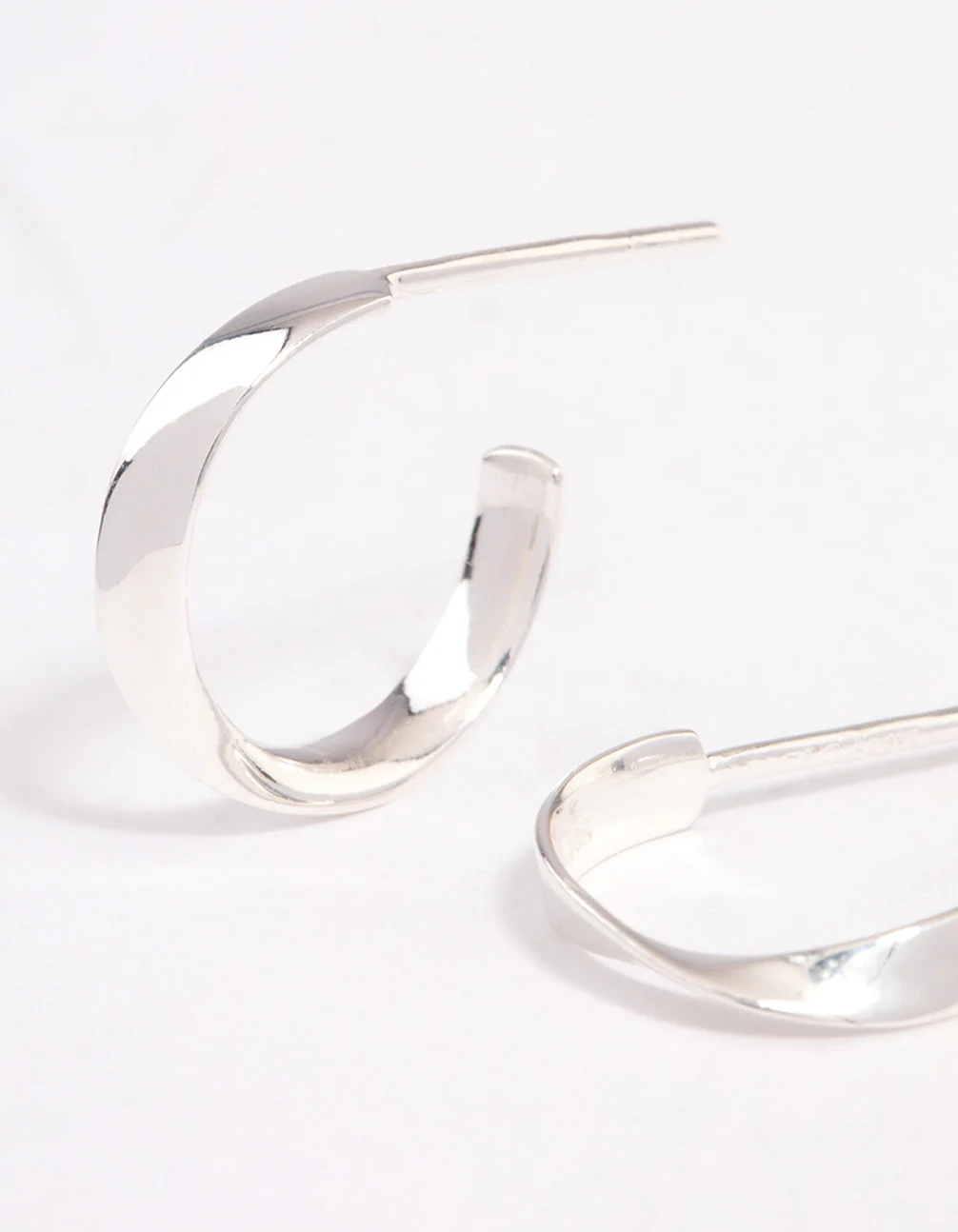 Sterling Silver Flat Twisted Hoop Earrings - Image 2