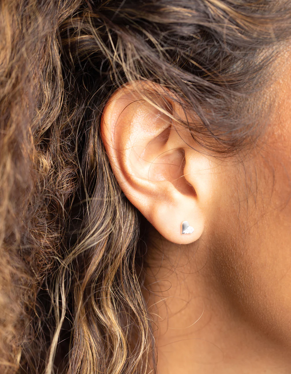 Sterling Silver Heart Stud Earrings - Image 2