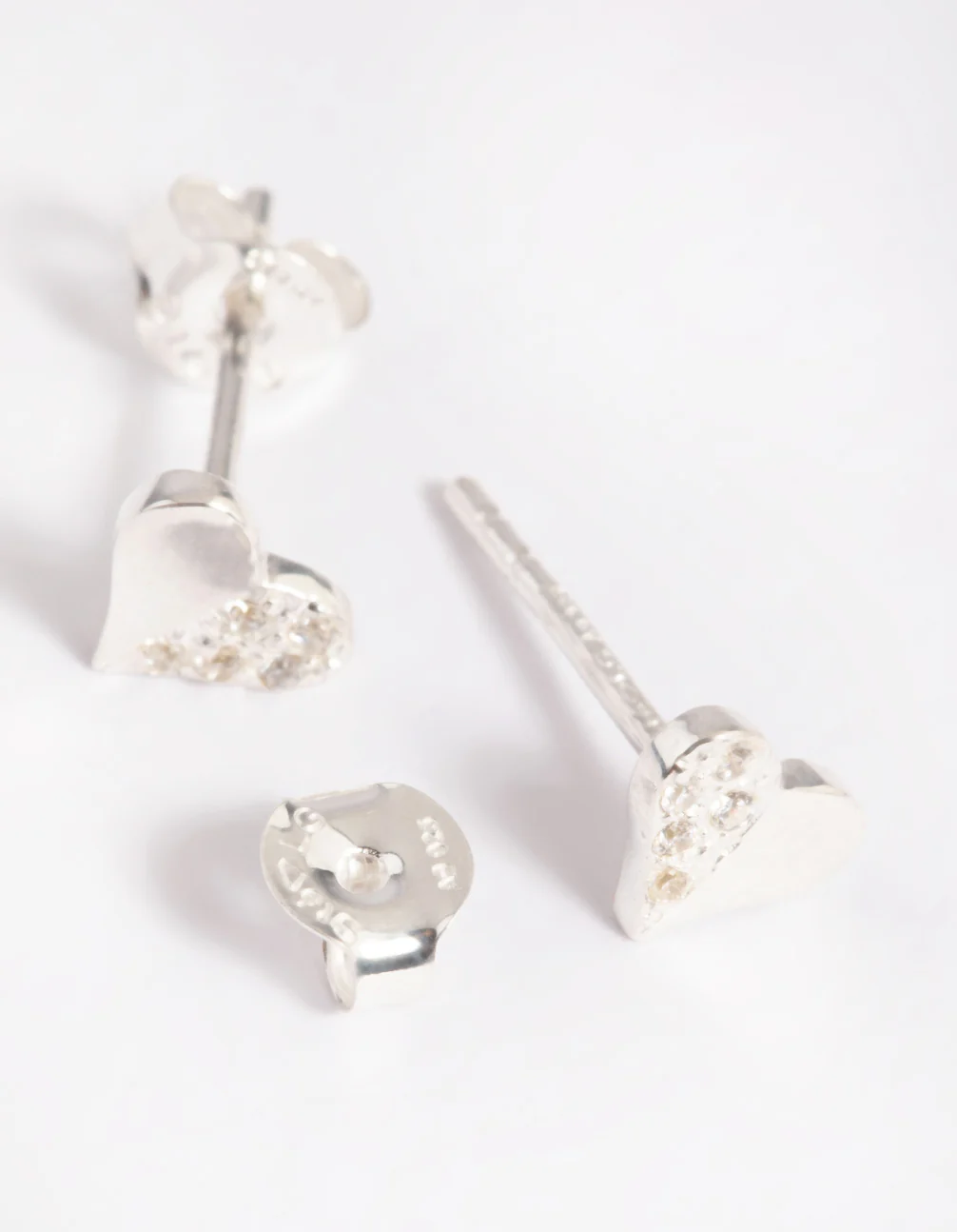 Sterling Silver Heart Stud Earrings - Image 4