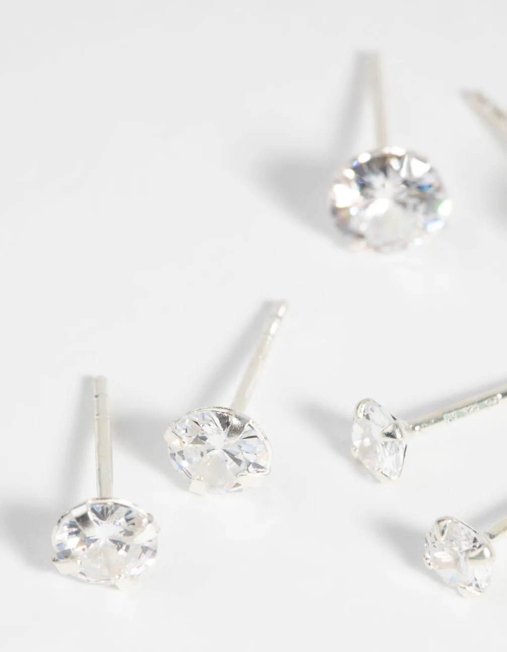Sterling Silver Graduating Cubic Zirconia Stud Earring Pack - Image 4