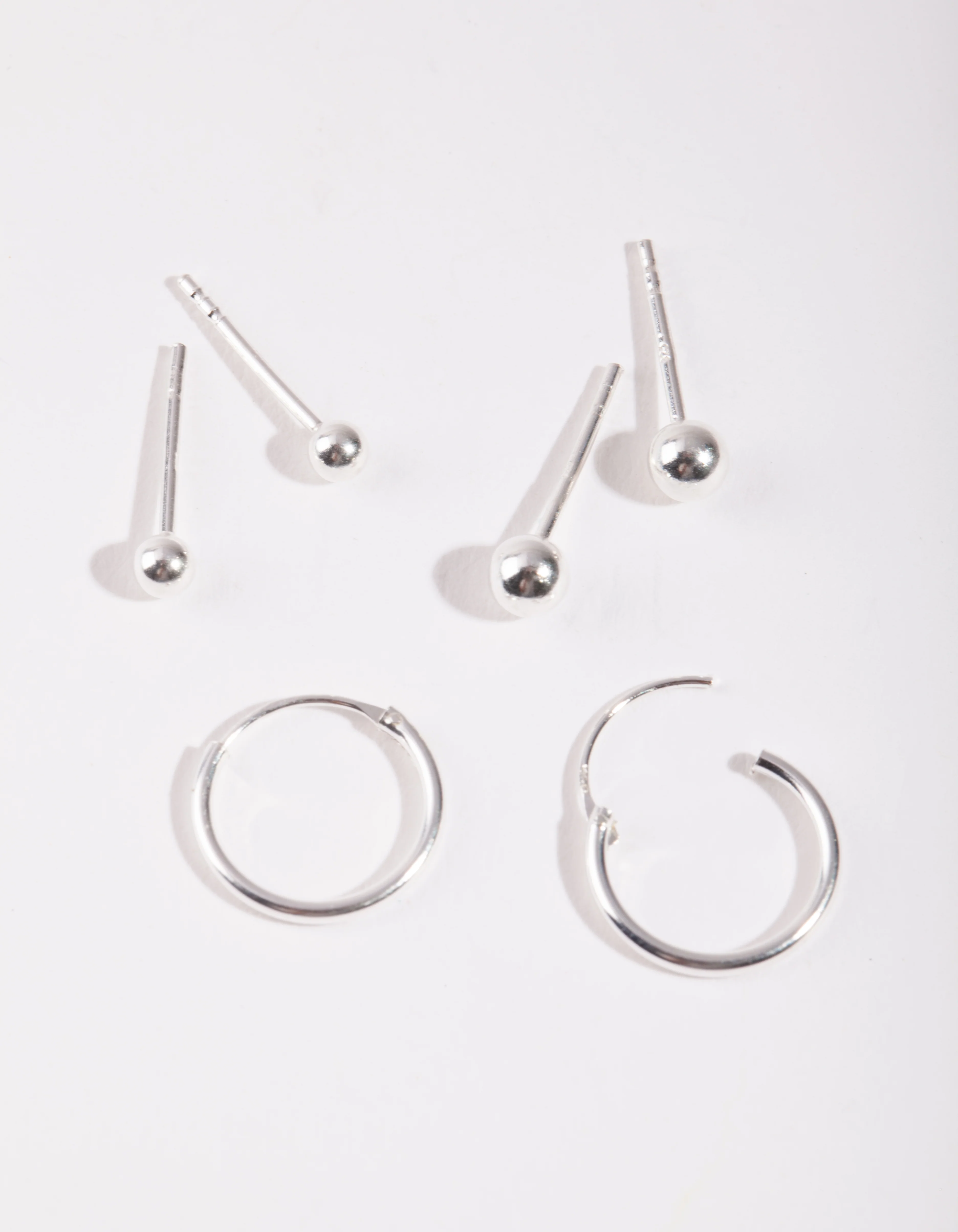 Sterling Silver Gradual Ball Hoop Earring Pack - Image 2