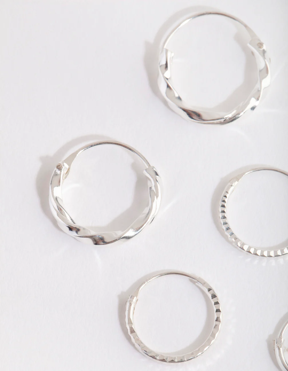 Silver Graduating Textured Hoop Earring Pack - Image 2