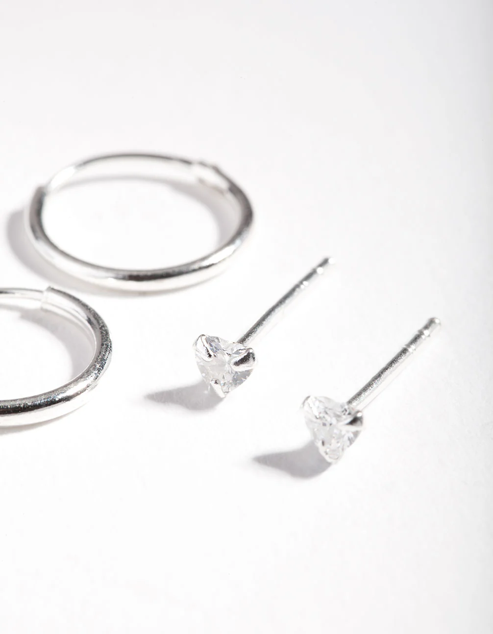 Sterling Silver Cubic Zirconia Heart Earring Pack - Image 2